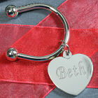 Any Name Silver Heart Keychain